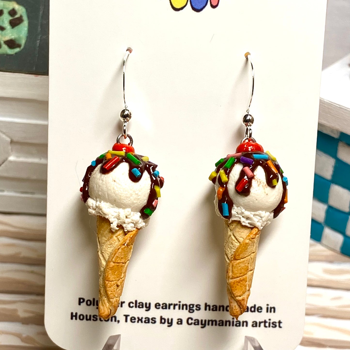 Single Scoop Traditional Sprinkle Ice Cream Earrings