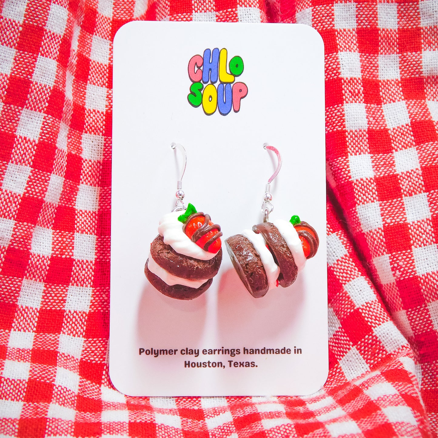 Chocolate Strawberry Shortcake Earrings