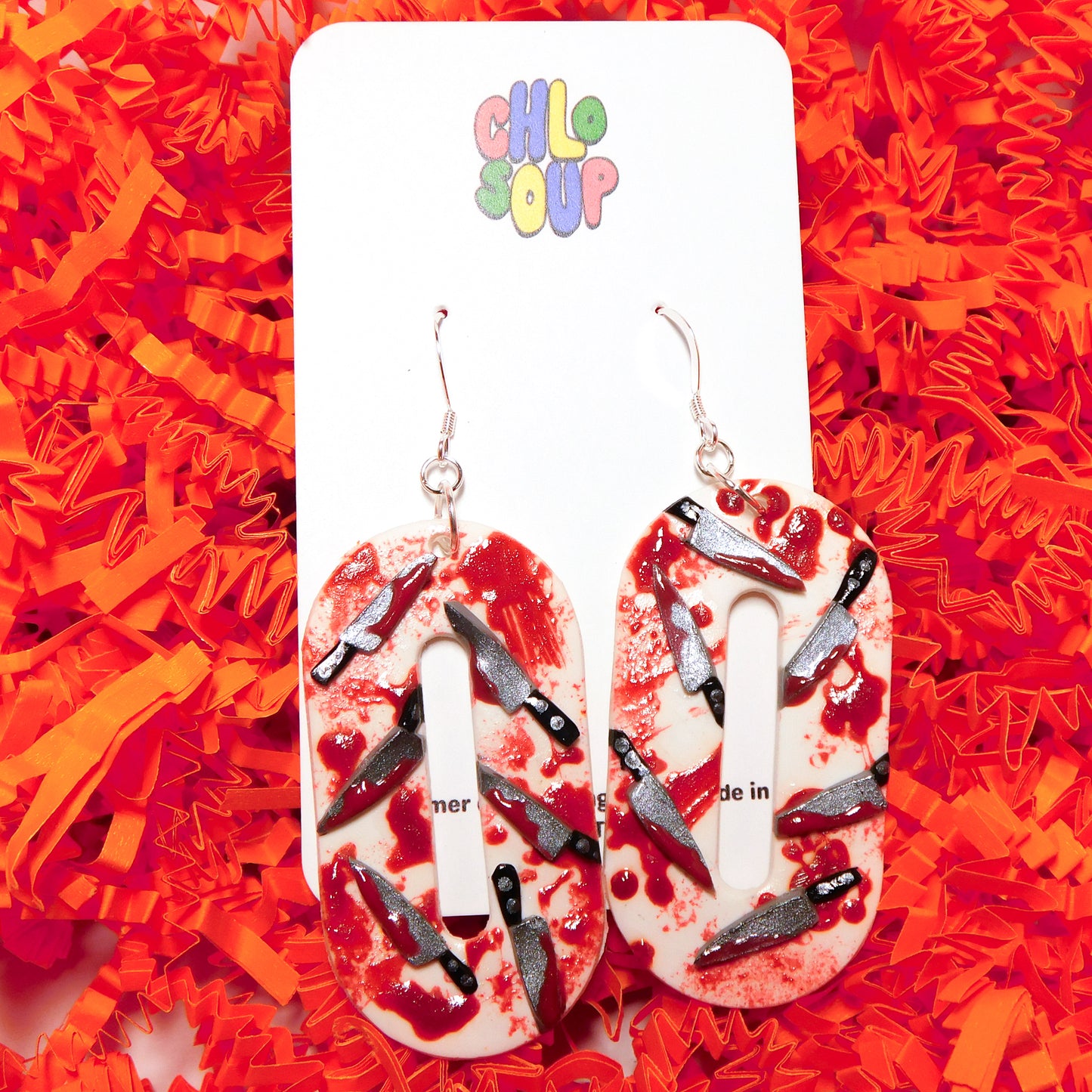 Bloody Knife Slab Earrings