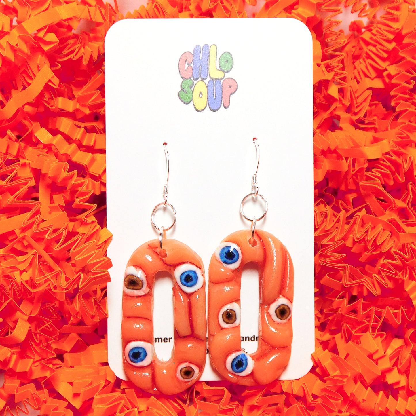 Eyeballs and Brain Slab Earrings