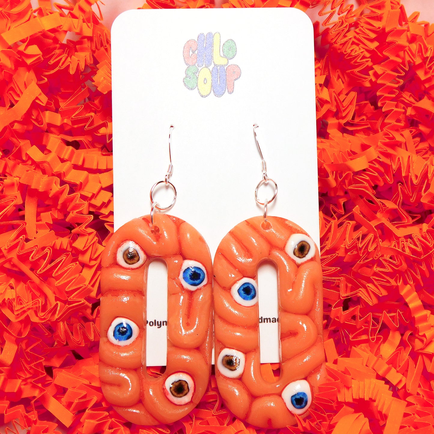 Eyeballs and Brain Slab Earrings