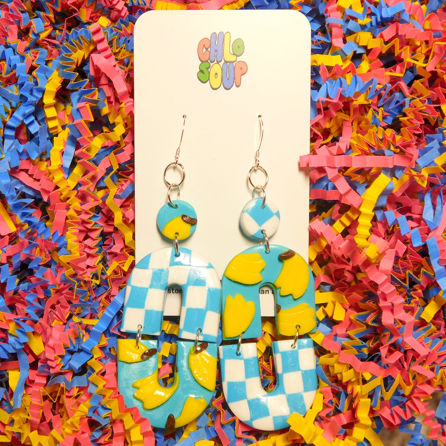 Checker Banana Slab Earrings
