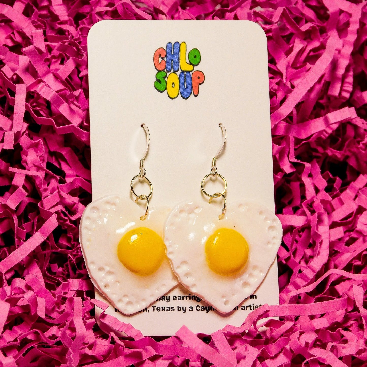 Heart-Shaped Fried Egg Earrings