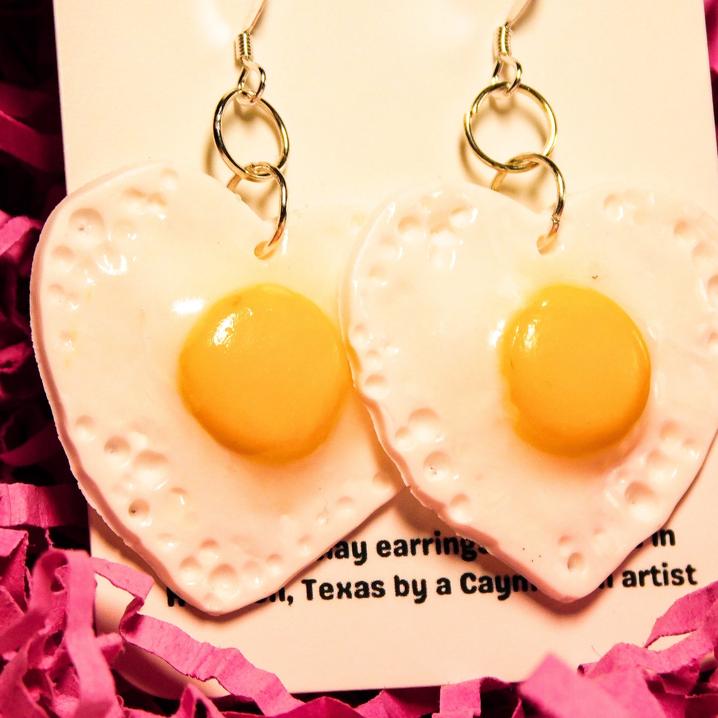 Heart-Shaped Fried Egg Earrings
