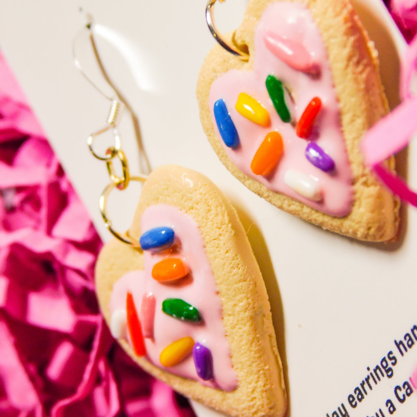 Heart Shaped Frosted Sugar Cookie Earrings