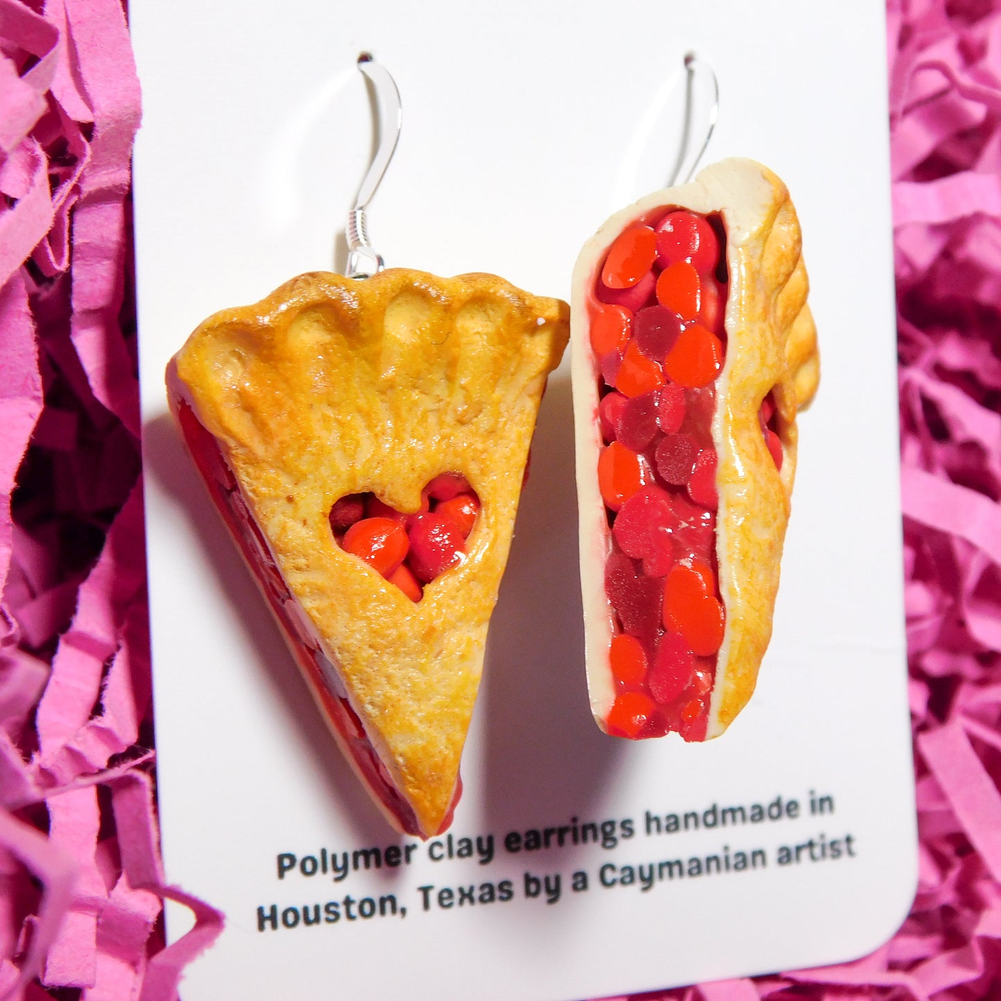 Heart Cutout Cherry Pie Earrings