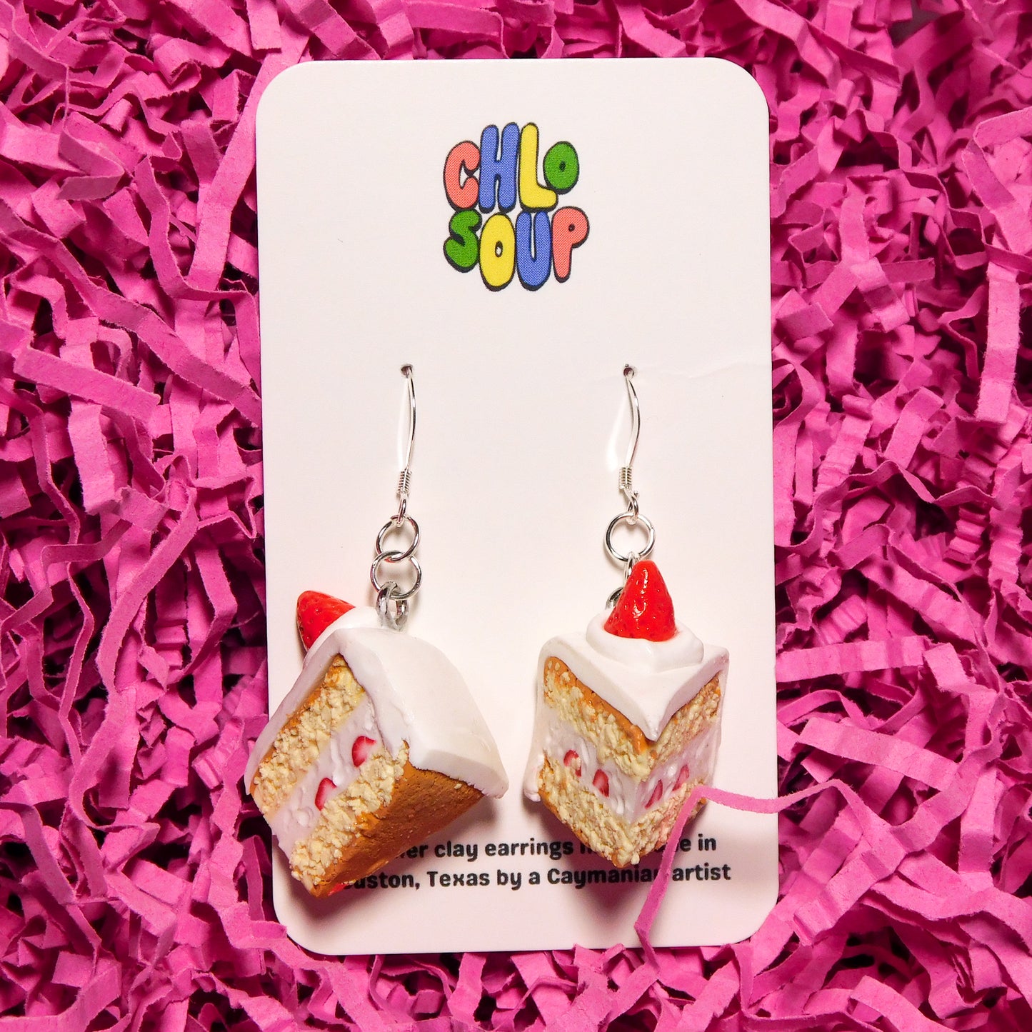 Mini Strawberry Tallcake Slice Earrings