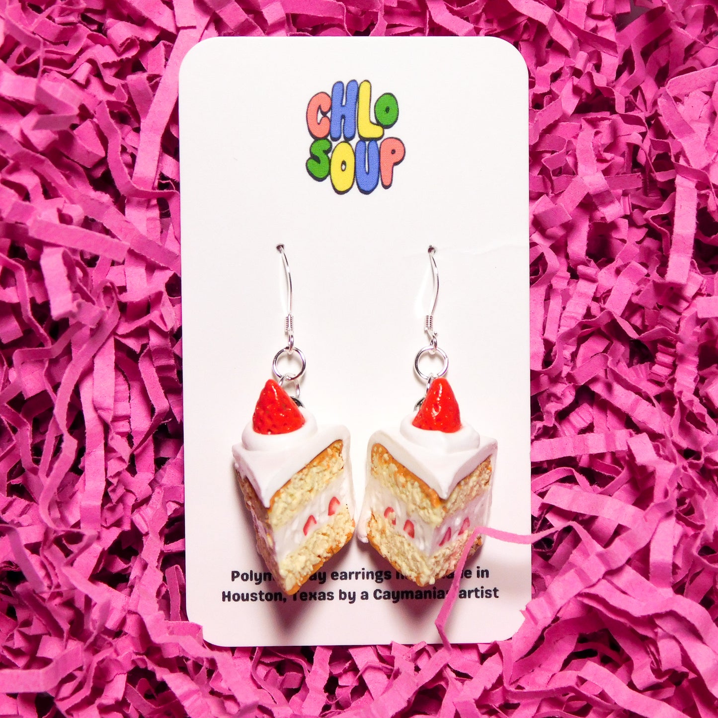 Mini Strawberry Tallcake Slice Earrings