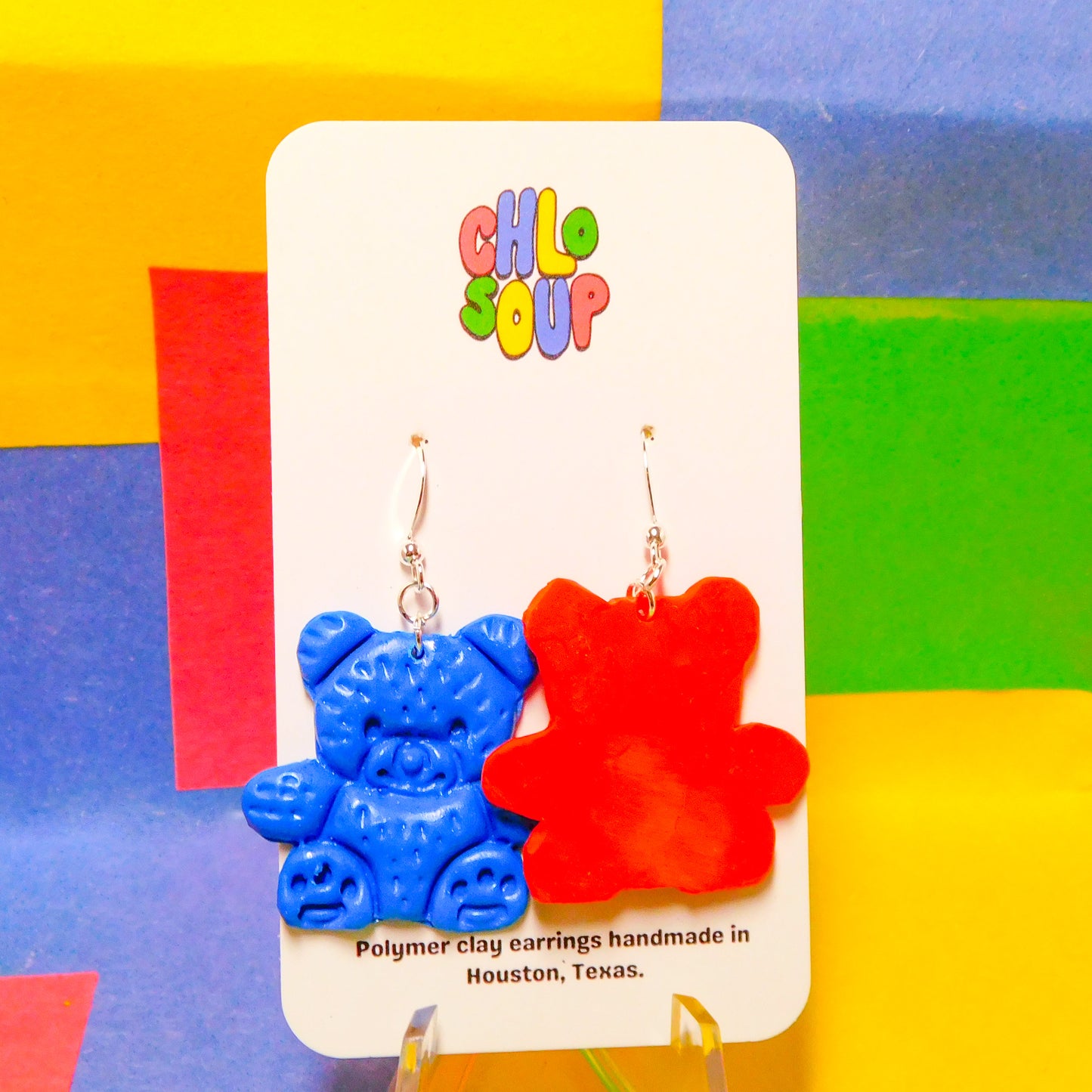Small Random Mismatch Counting Bear Earrings