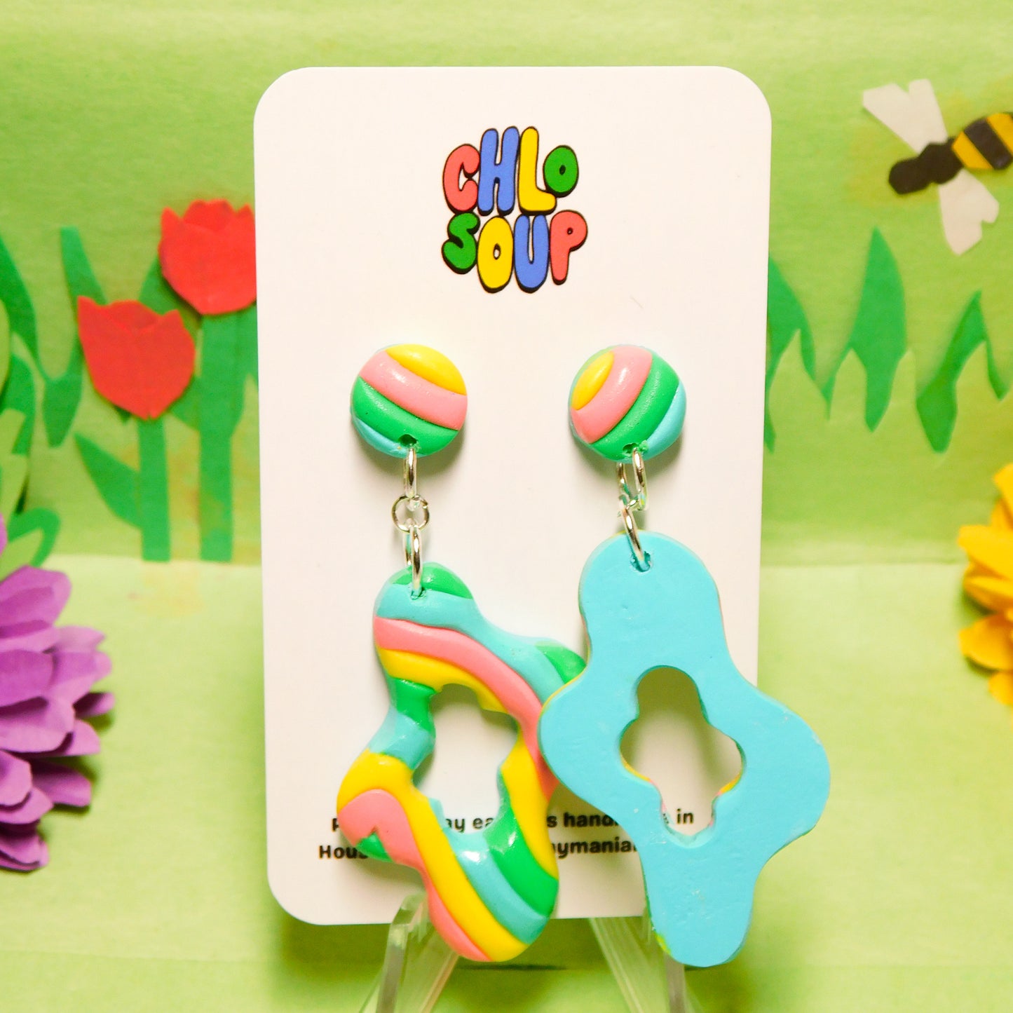 Spring Rainbow Slab Earrings