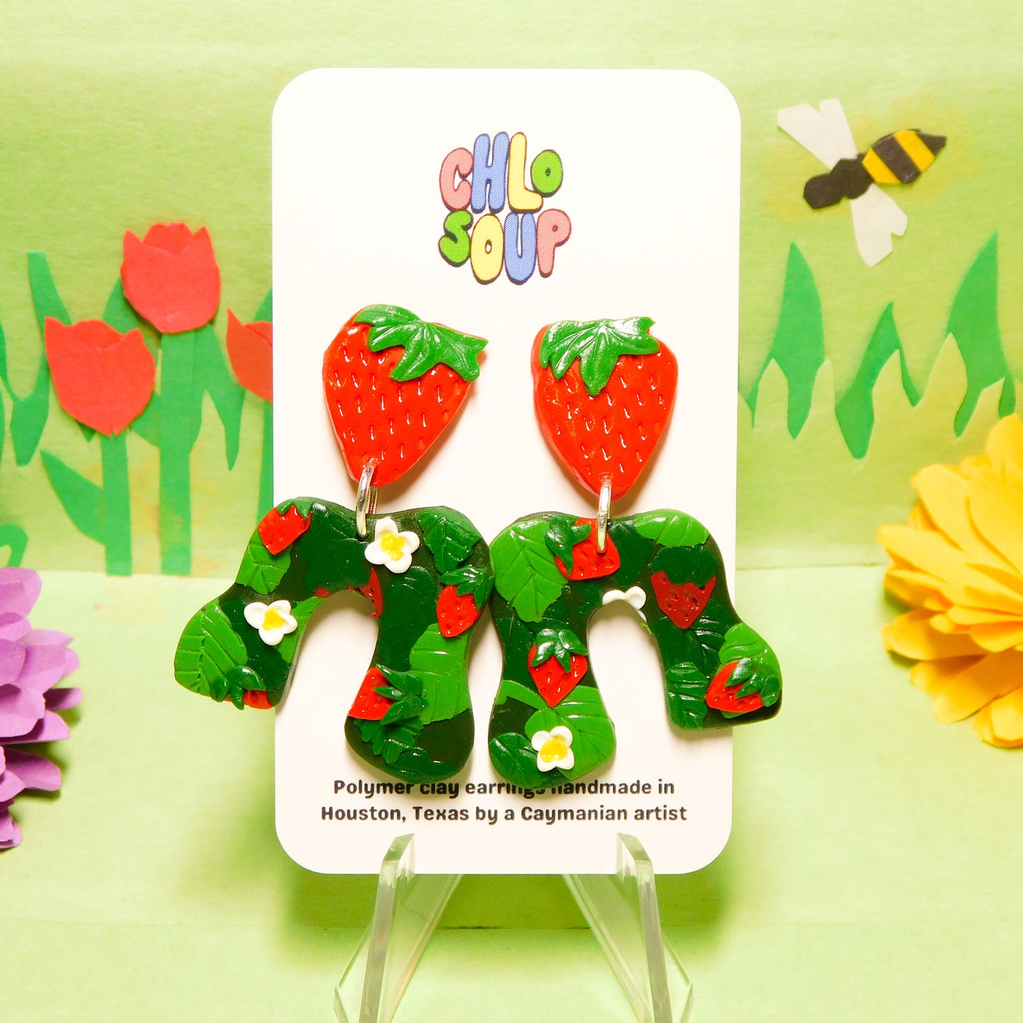 Strawberry Patch Slab Earrings