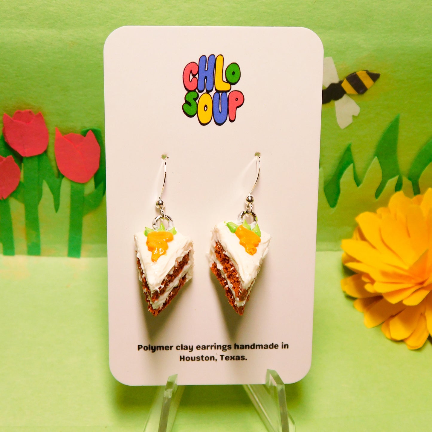 Mini Carrot Cake Slice Earrings