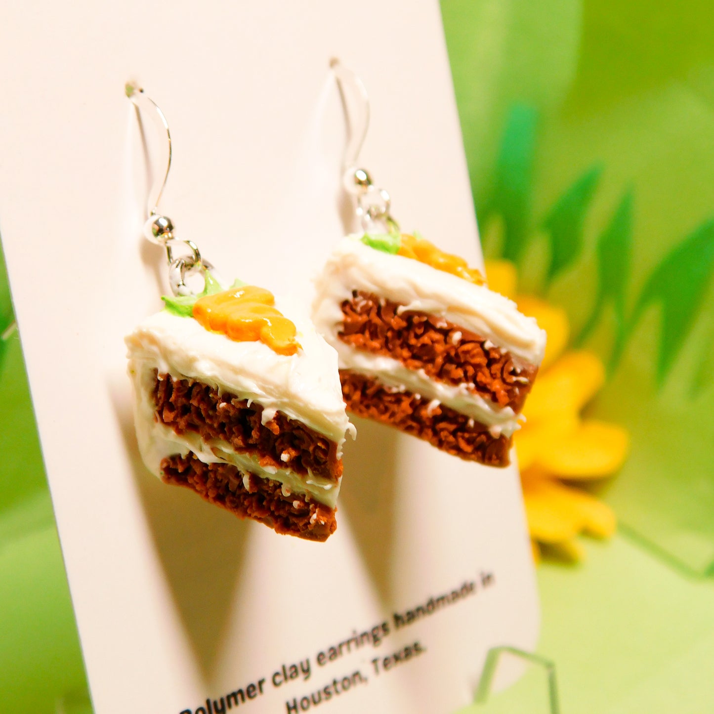 Mini Carrot Cake Slice Earrings