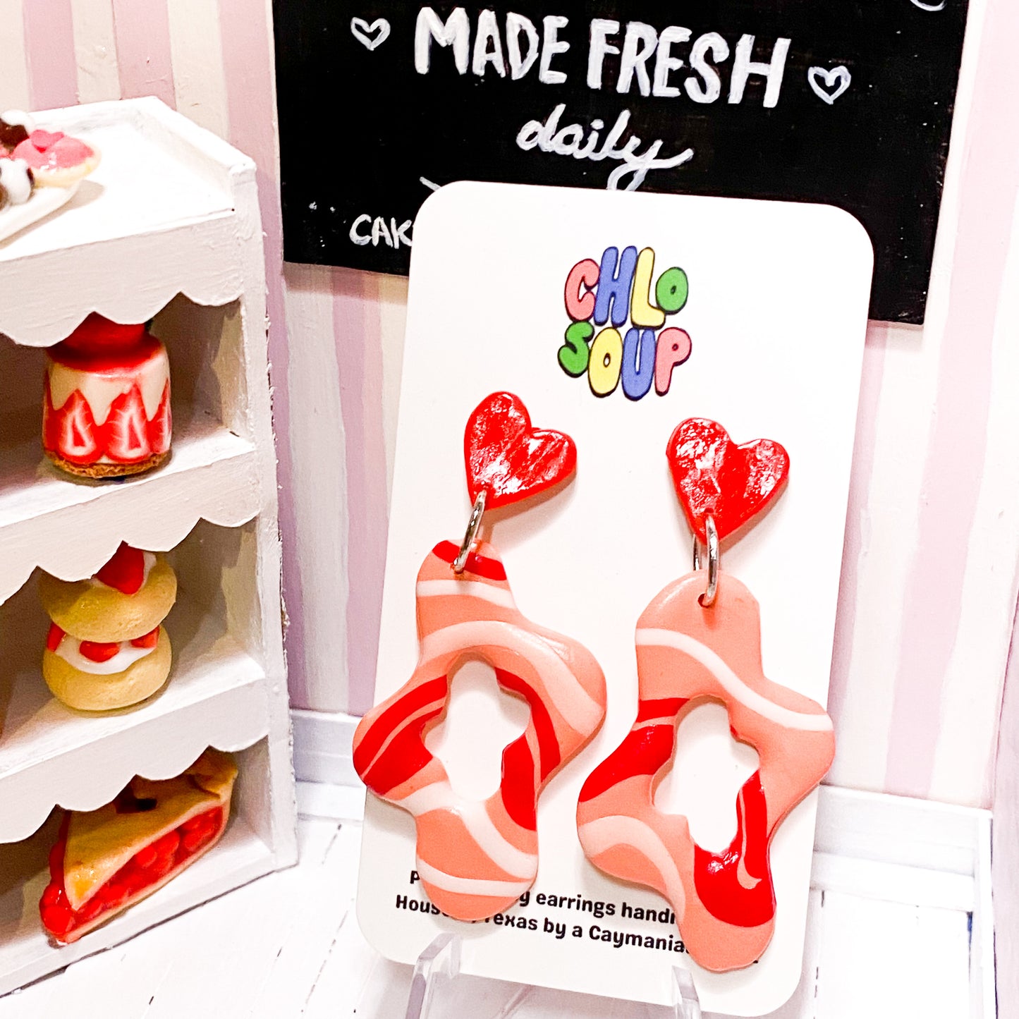 Pink Waves Asymmetrical Squiggle Earrings