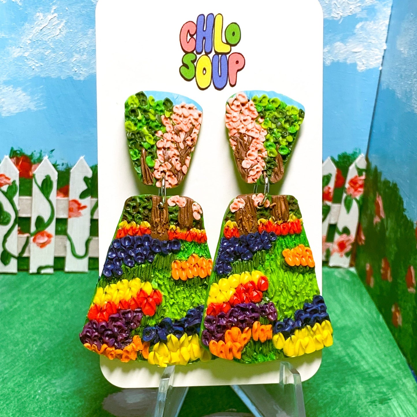 Trapezoid Flower Field Earrings