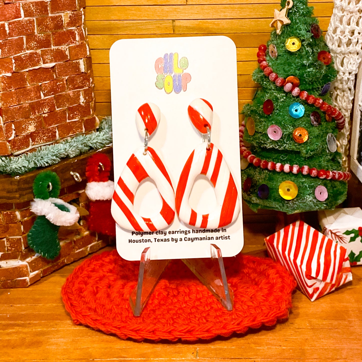 Candy Cane Triangle Earrings