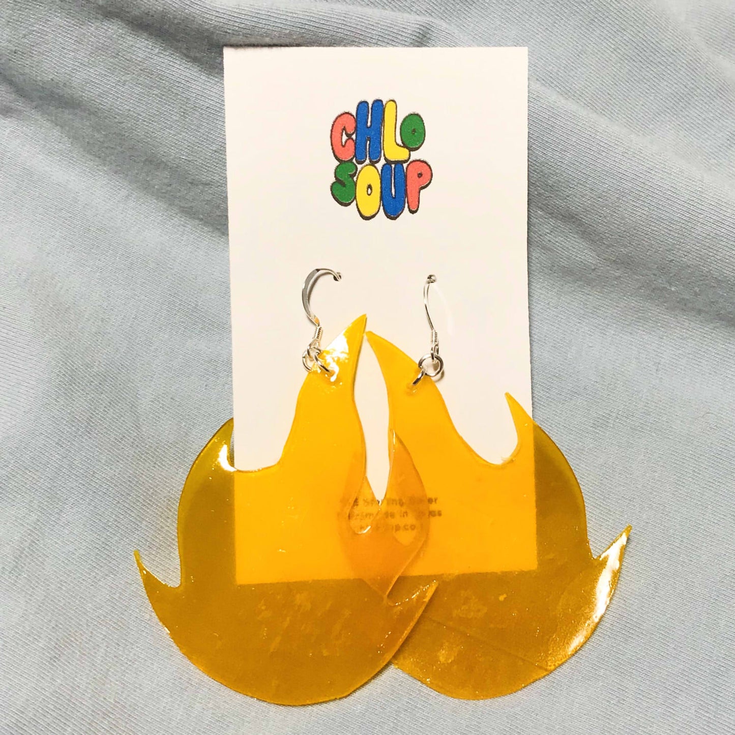 Big Translucent Flame Earrings