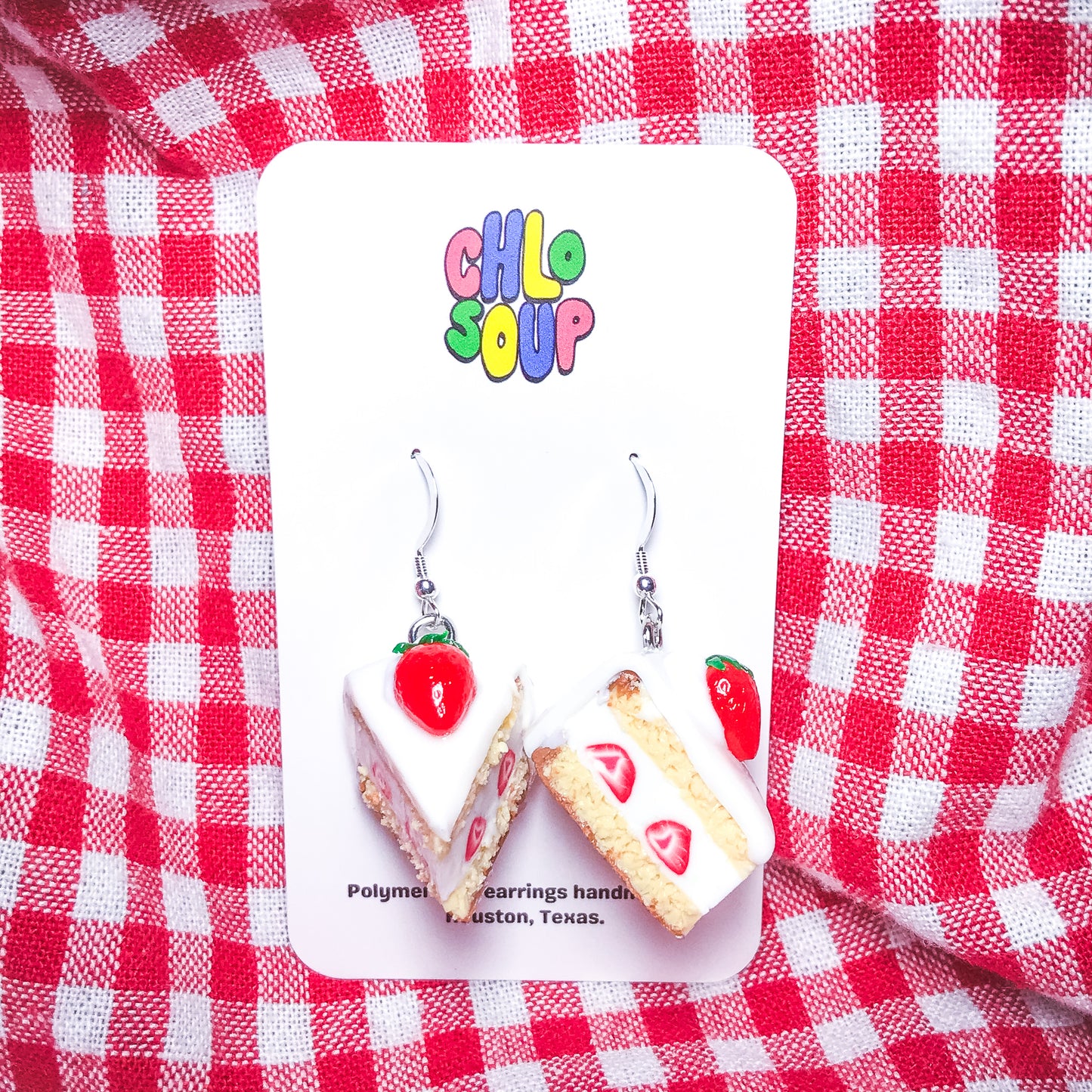 Mini Strawberry Shortcake Slice Earrings
