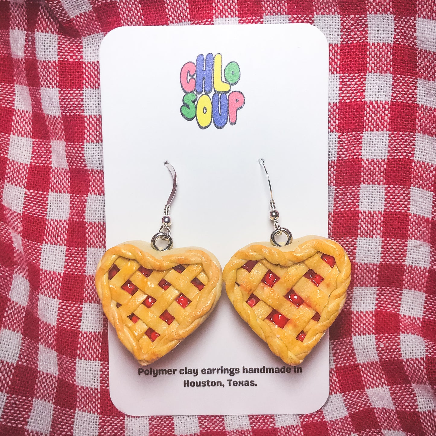 Heart Shaped Cherry Pie Earrings