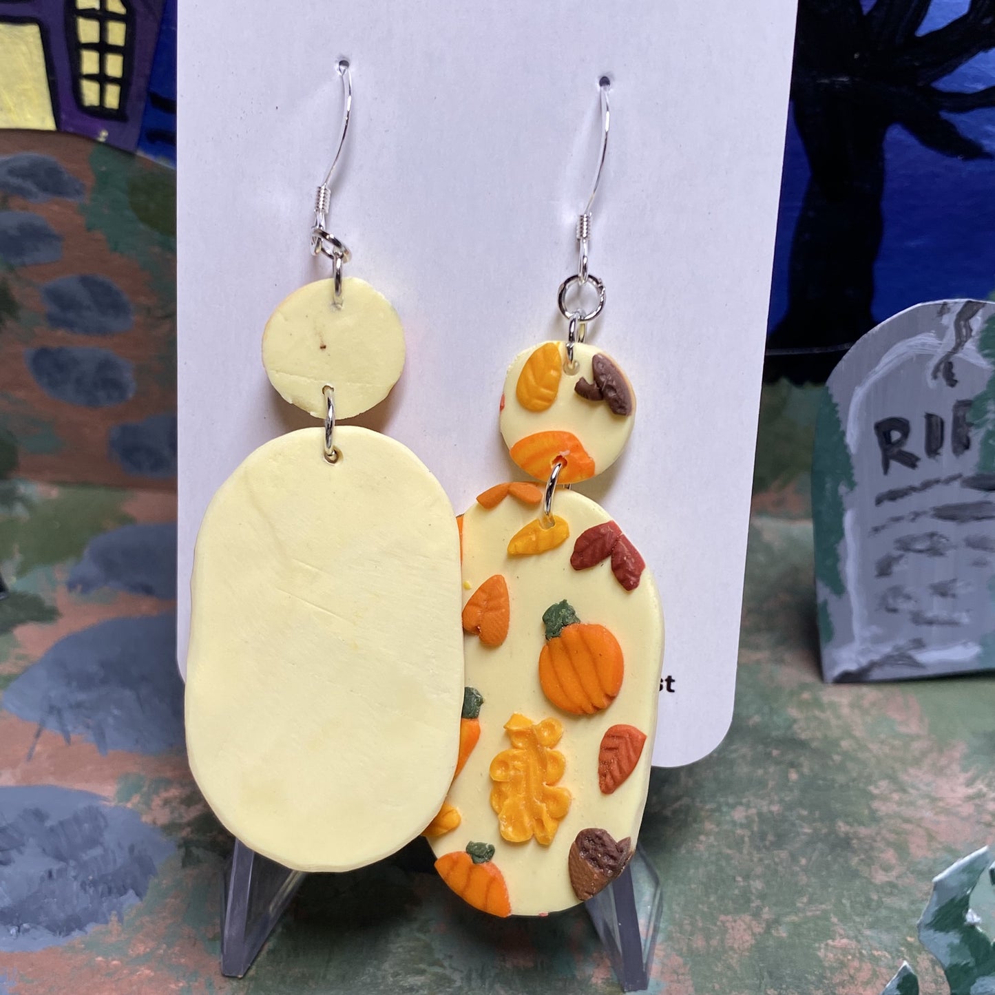 Pill Shaped Fall Slab Earrings