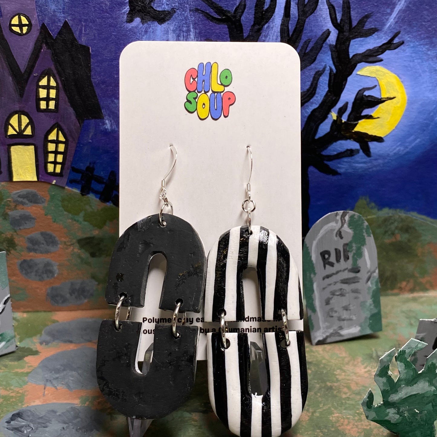 Black and White Stripe Earrings