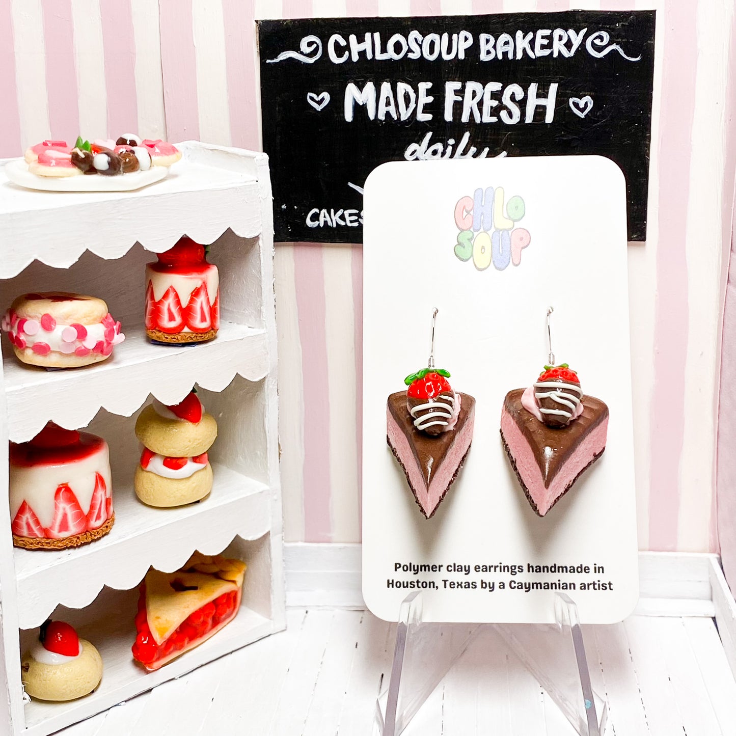 Strawberry Chocolate Cheesecake Earrings