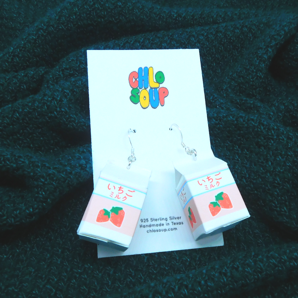 Strawberry Milk Carton Earrings