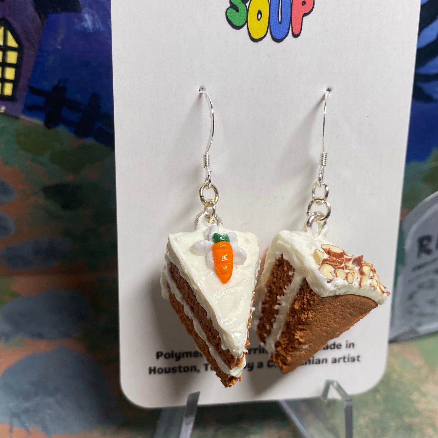 Carrot Cake Slice Earrings