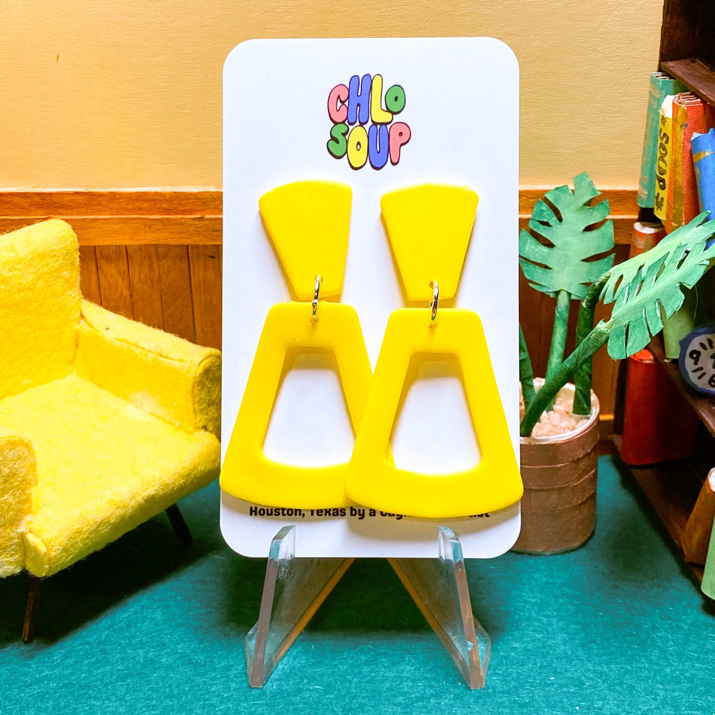 Yellow Trapezoid Earrings