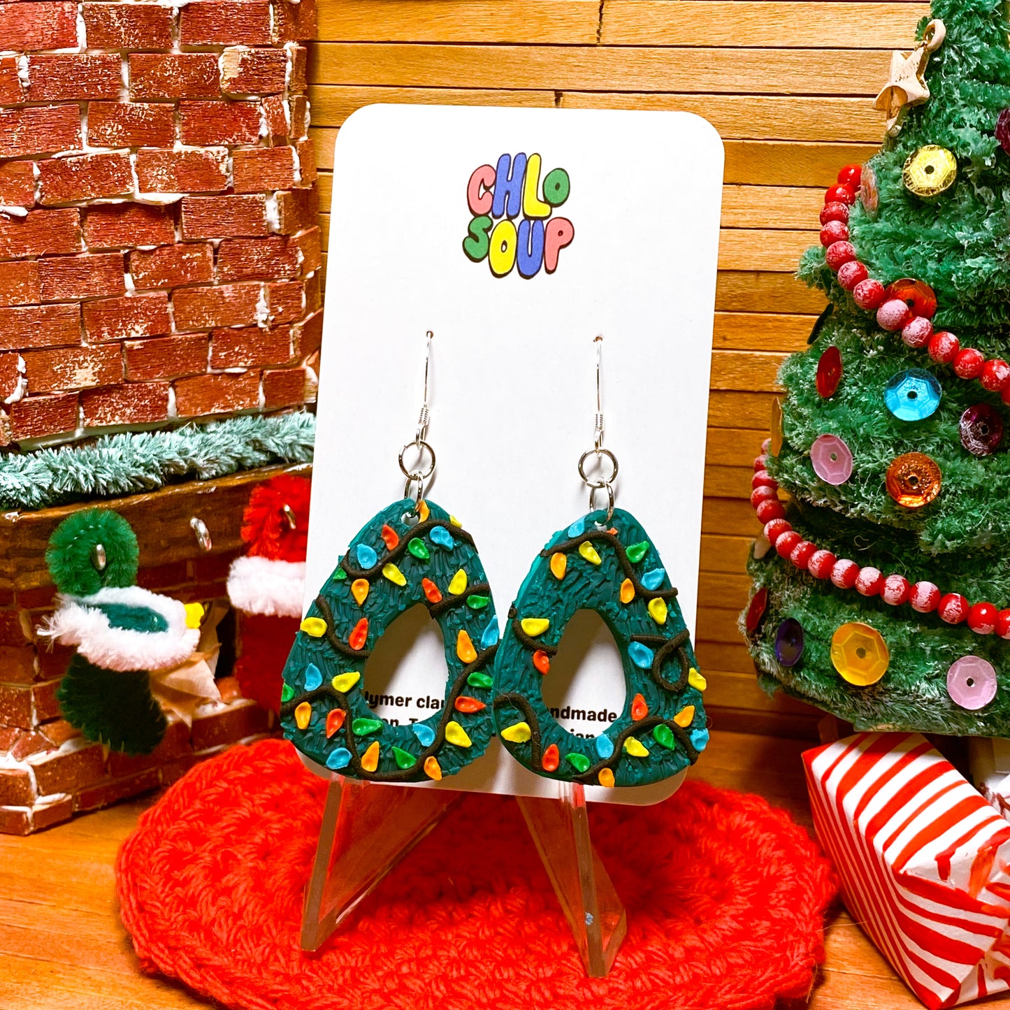 Christmas Tree Slab Earrings