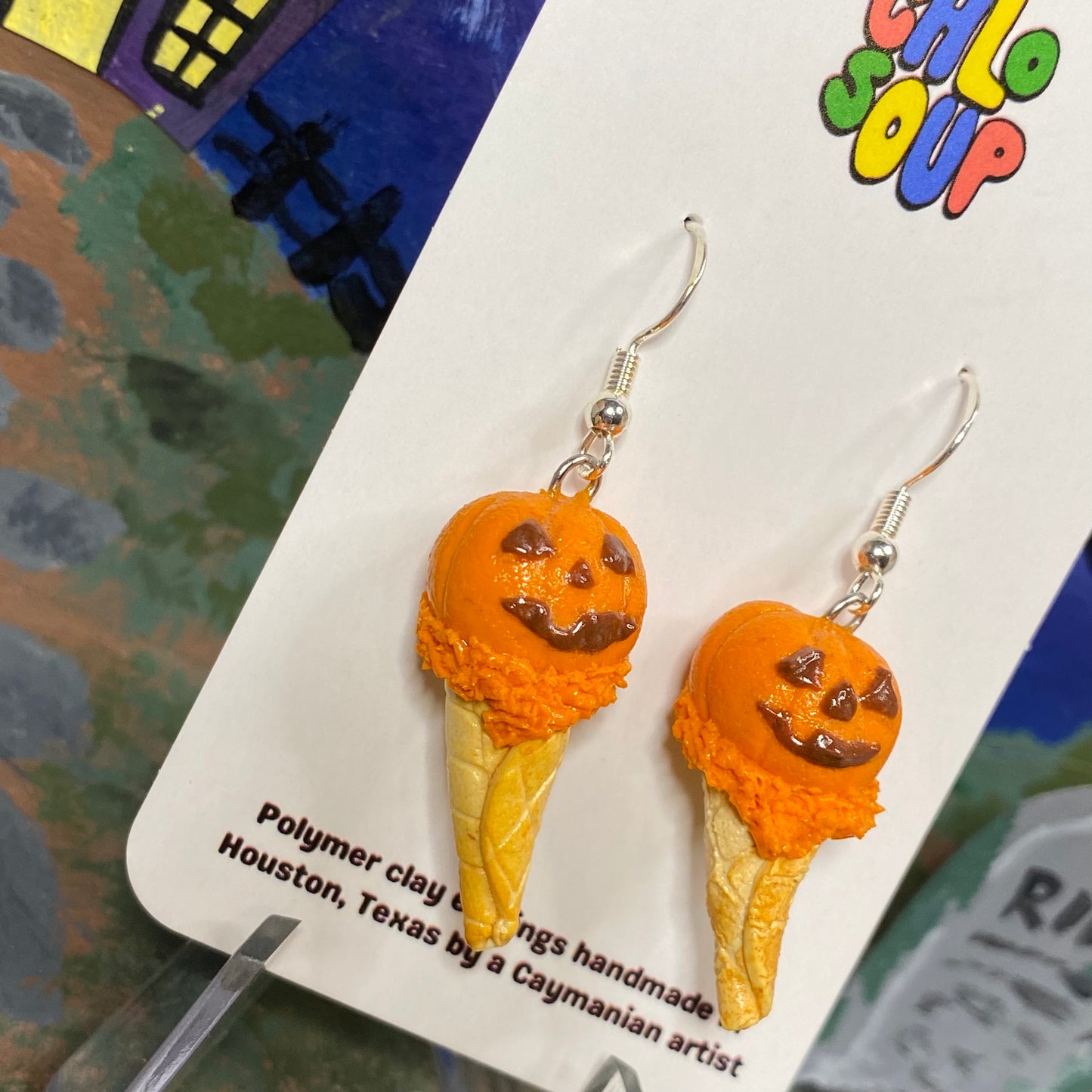 Pumpkin Ice Cream Cone Earrings