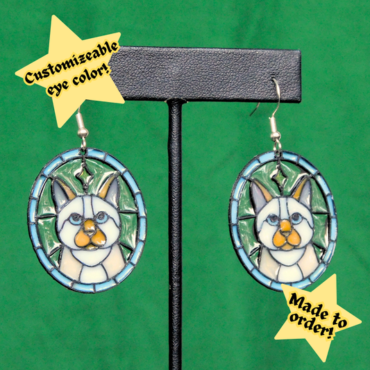 Flame Point Siamese - Cat 'Stained Glass' Earrings