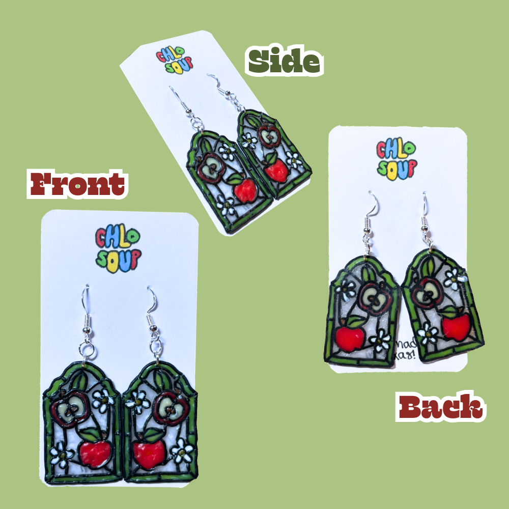 Stained 'Glass' Earrings - Apple