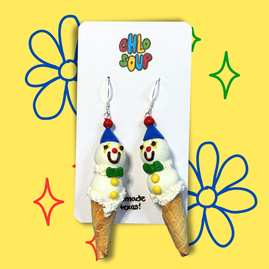 Cute Clown Ice Cream Earrings
