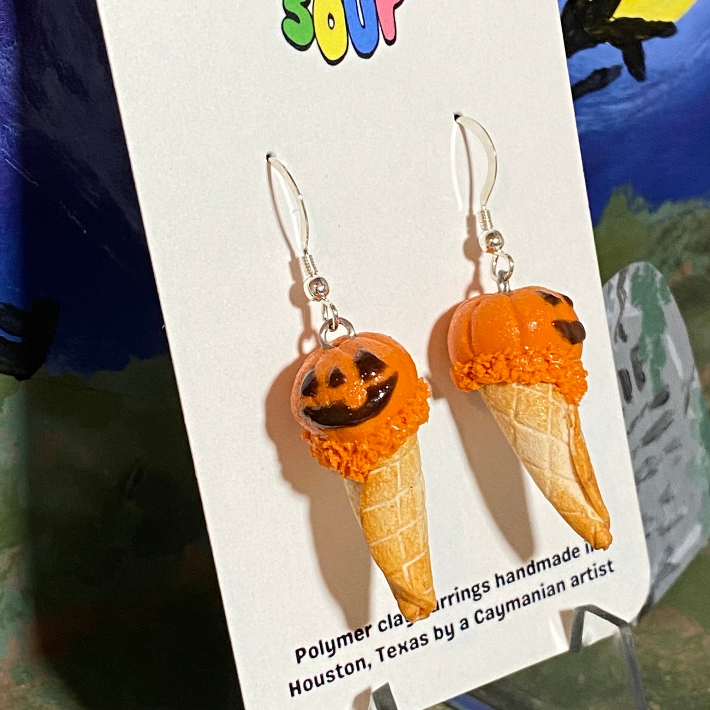 Pumpkin Ice Cream Cone Earrings