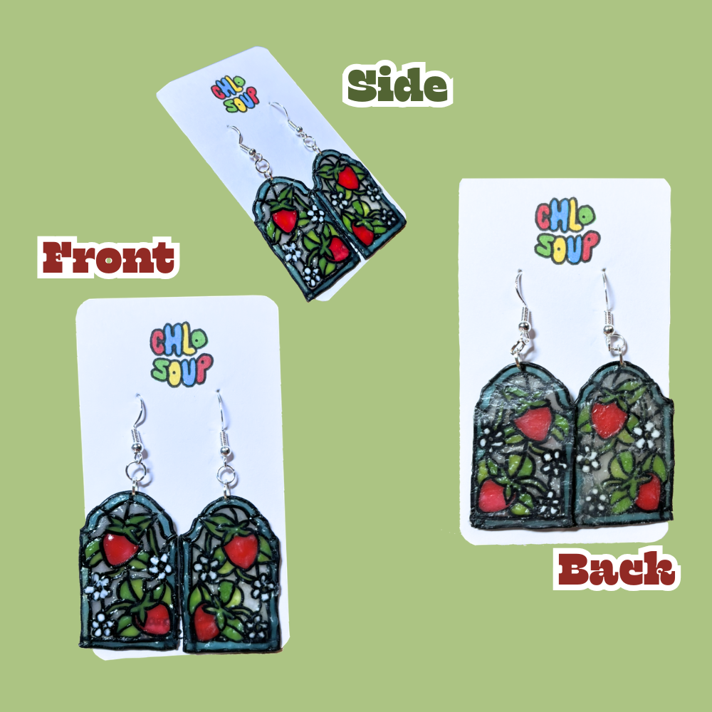 Stained 'Glass' Earrings - Strawberry