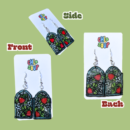 Stained 'Glass' Earrings - Strawberry