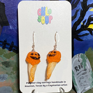 Pumpkin Ice Cream Cone Earrings