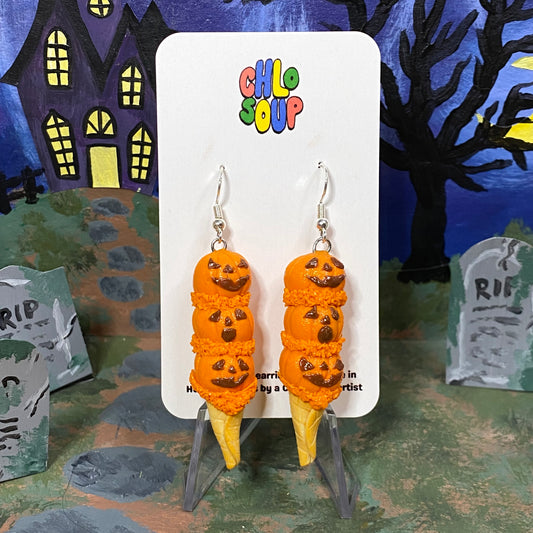 Triple Scoop Pumpkin Ice Cream Earrings