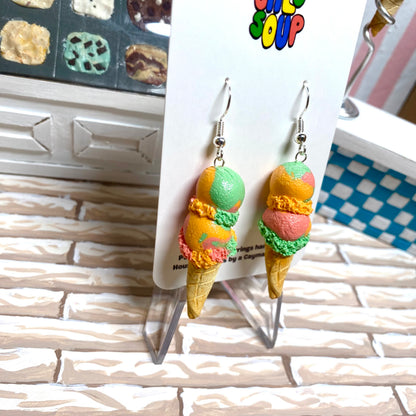Double Scoop Rainbow Sherbet Ice Cream Earrings