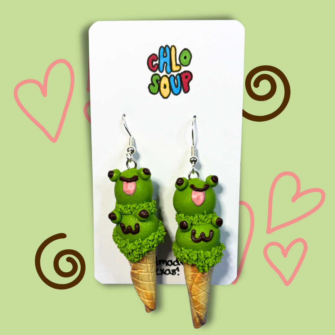 Silly Frog Ice Cream Earrings