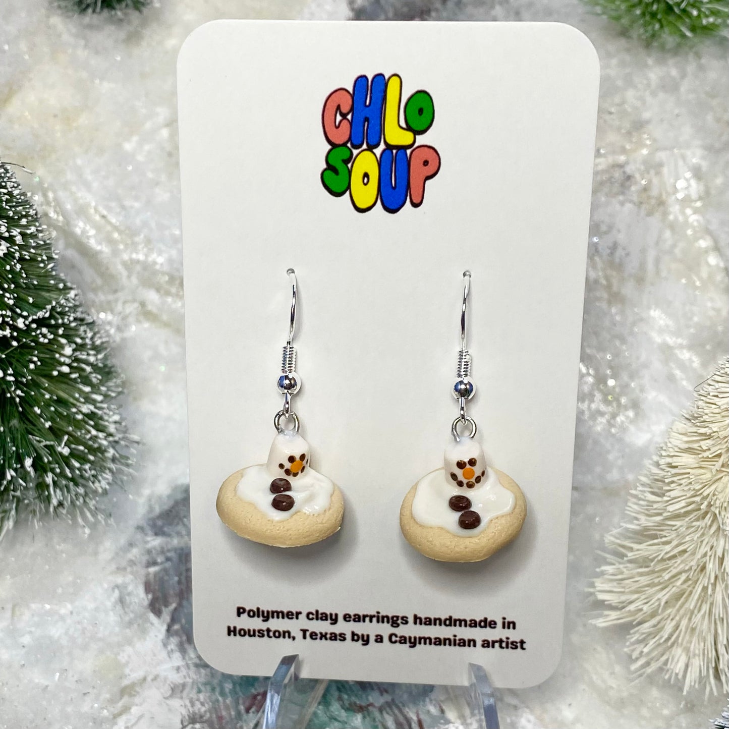 Melted Snowman Cookie Earrings