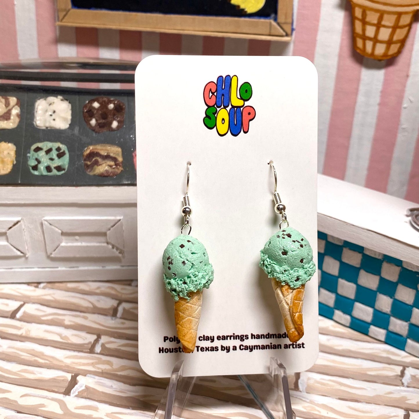 Mint Chip Ice Cream Earrings