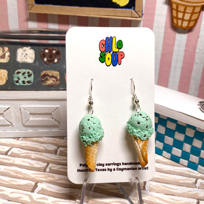 Mint Chip Ice Cream Earrings