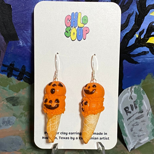Double Scoop Pumpkin Ice Cream Earrings