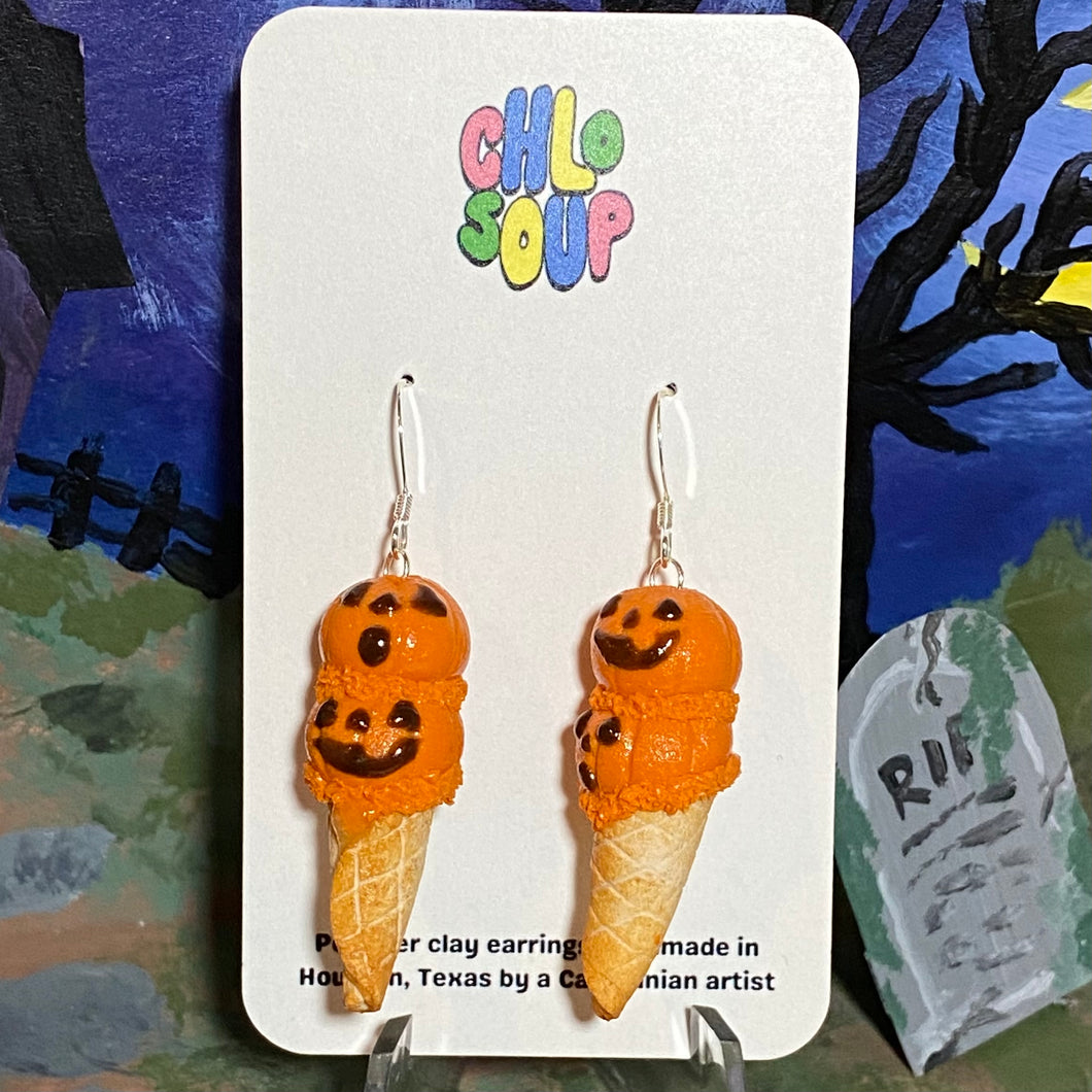Double Scoop Pumpkin Ice Cream Earrings