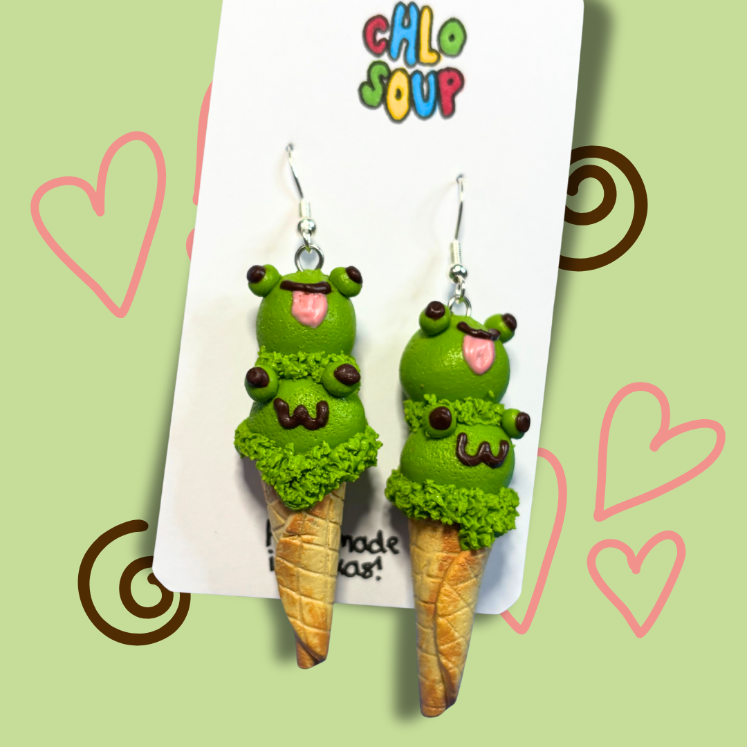 Silly Frog Ice Cream Earrings