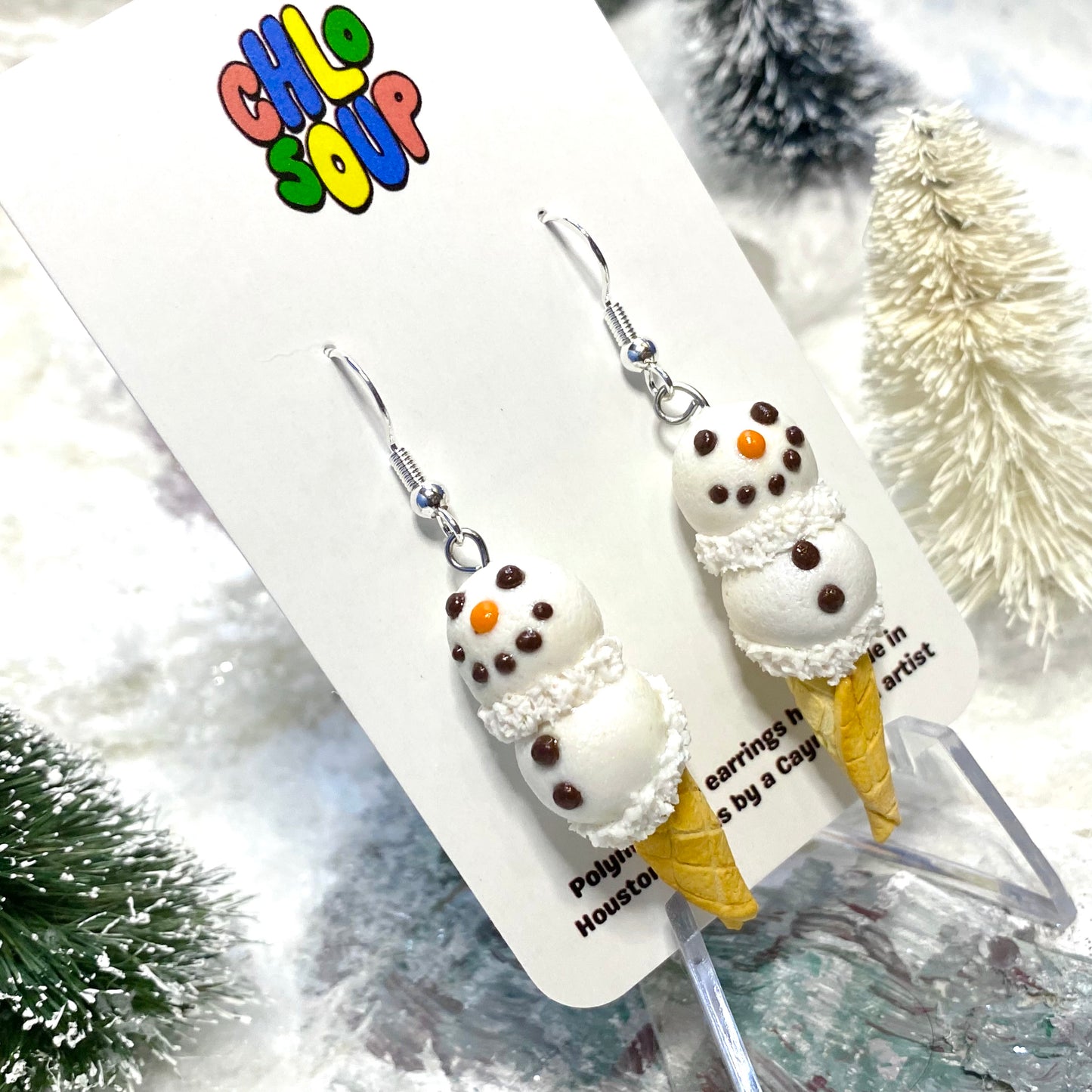 Snowman Ice Cream Earrings