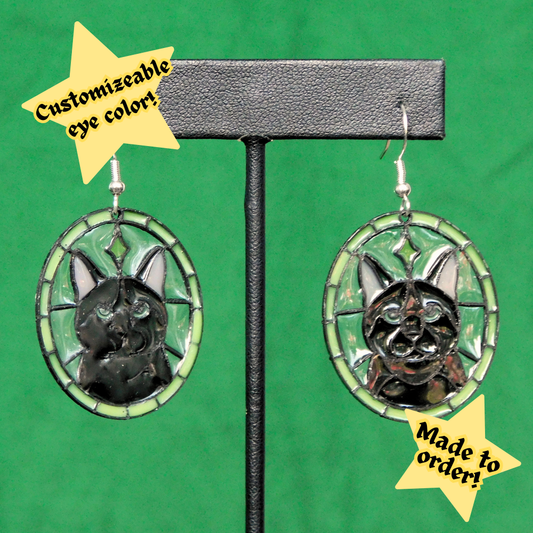 Black - Cat 'Stained Glass' Earrings