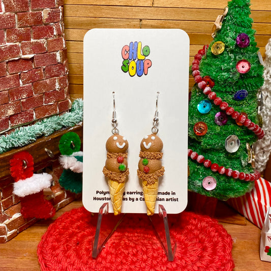 Gingerbread Ice Cream Earrings